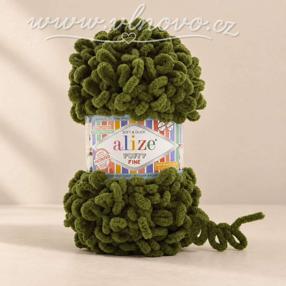 Alize Puffy Fine 620 - olivova zelená