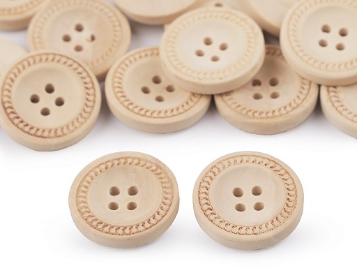 Dřevěný knoflík - vyřezávaný okraj, 23 mm