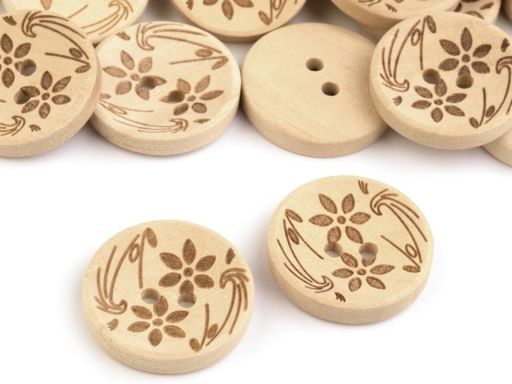 Dřevěný knoflík květiny 19,7 mm