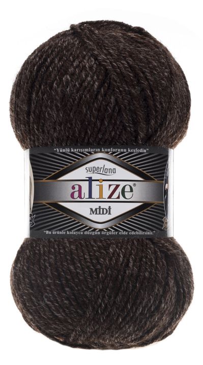 Alize Superlana Midi 804 - tmavě hnědá stříkaná