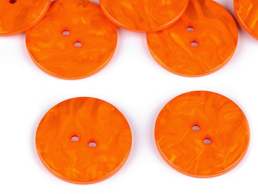 Knoflík perleťový 38 mm - oranžový