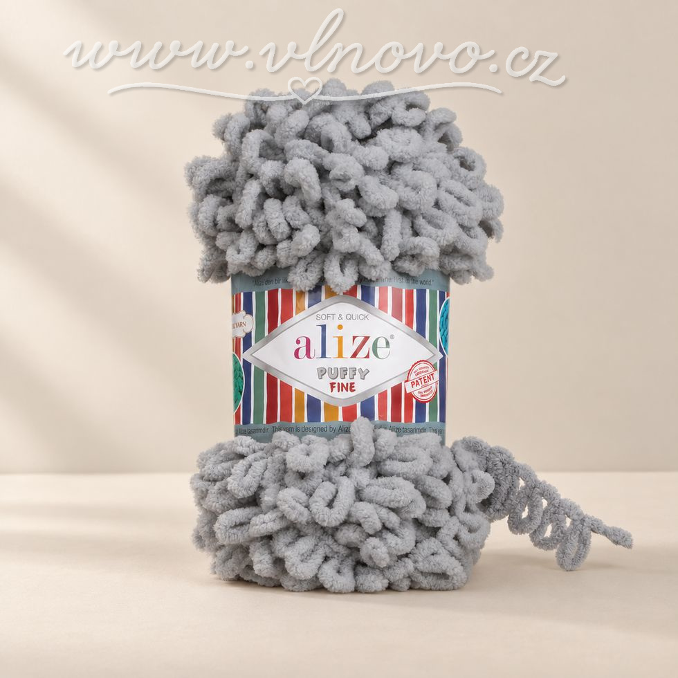 Alize Puffy Fine 343 - ocelově šedá