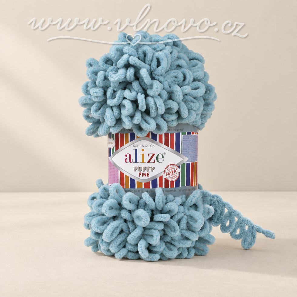 Alize Puffy Fine 414 - modrá azurová