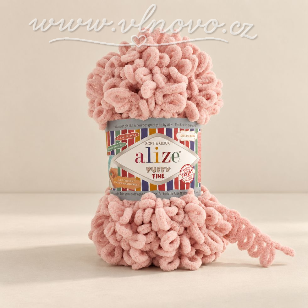 Alize Puffy Fine 161 - pudrově růžová