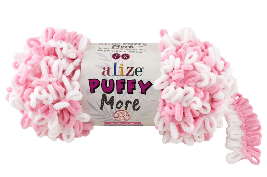 Alize Puffy MORE 6267 - růžová a bílá