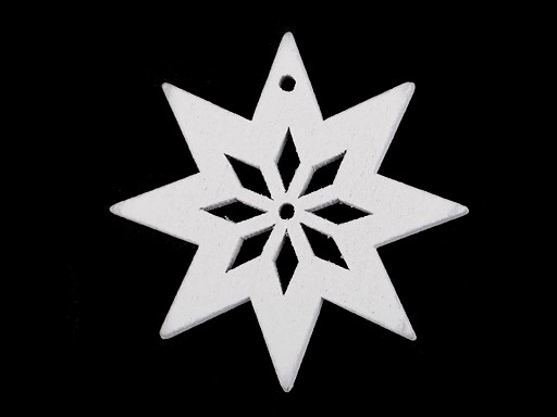 Dřevěná hvězda - bílá - 48 mm