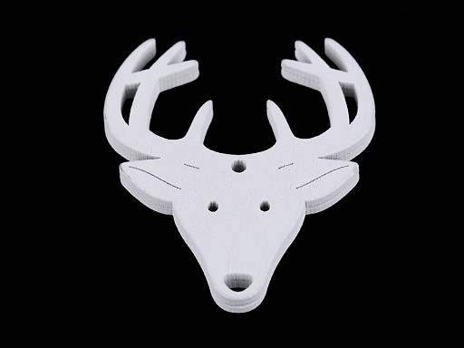 Dřevěný jelen - bílý - 46 x 54 mm