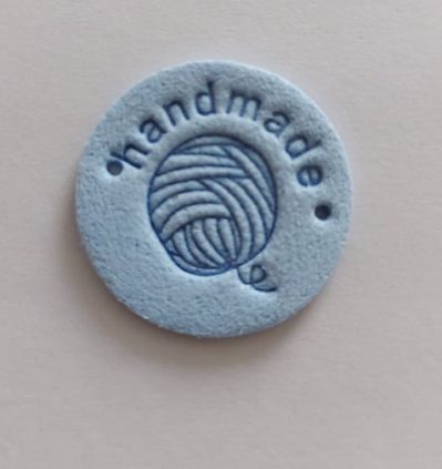 Kulatý HandMade štítek - modrý