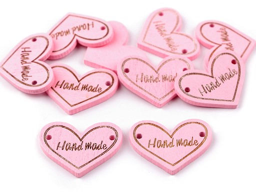 Dřevěné srdce Hand Made - růžové