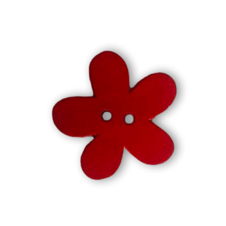 Dřevěný knoflík květ červený, 25 mm