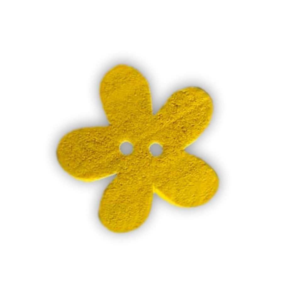Dřevěný knoflík květ žlutý, 25 mm