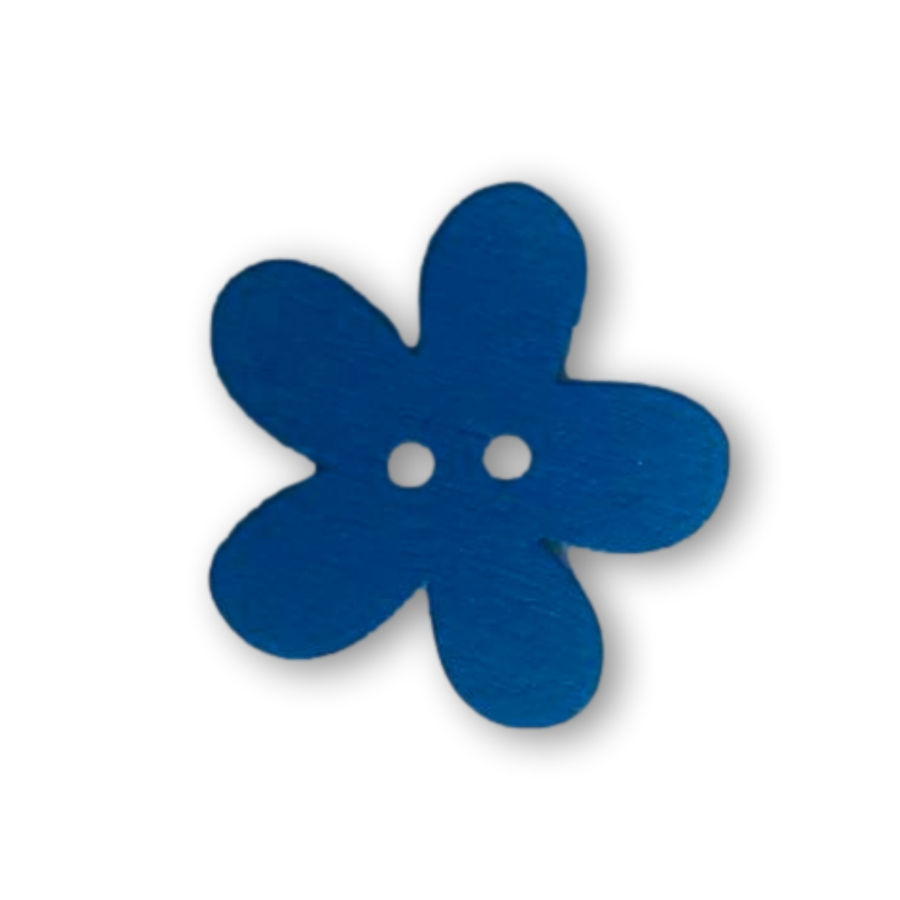 Dřevěný knoflík květ modrý 25 mm