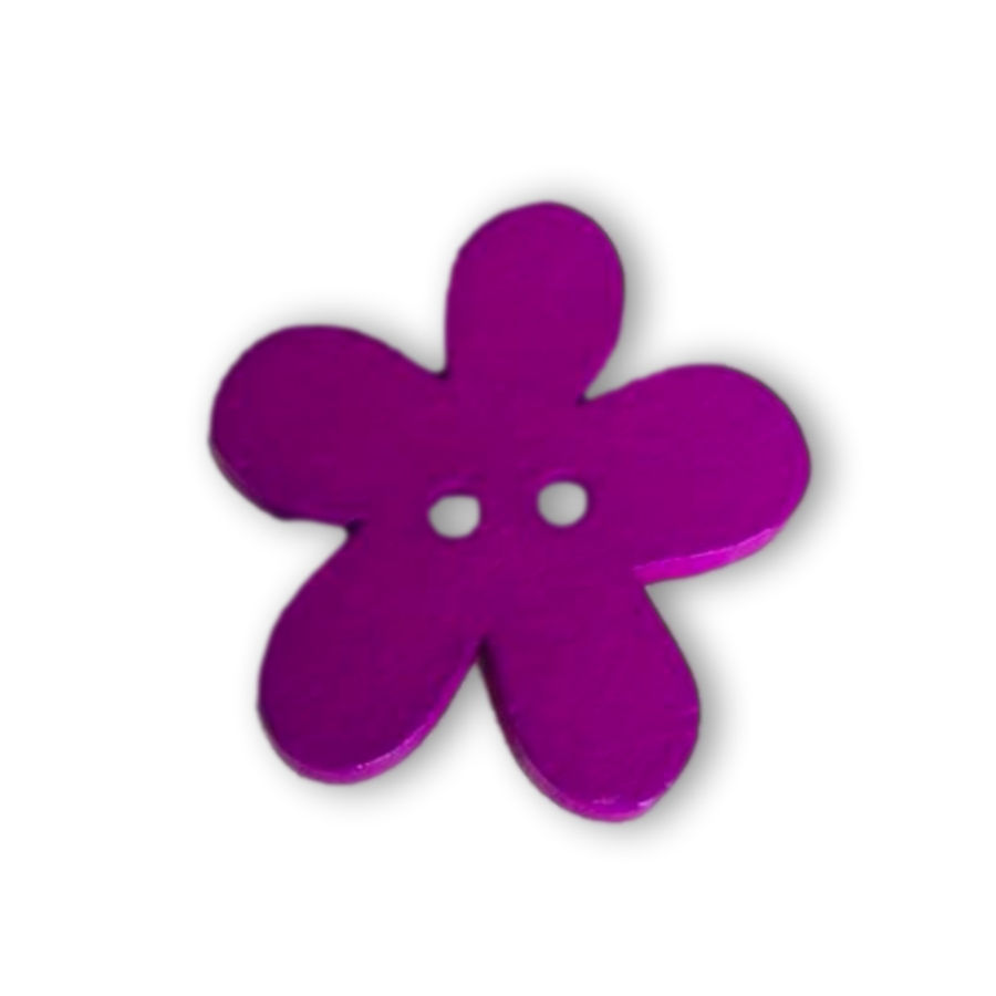 Dřevěný knoflík květ fialový 25 mm