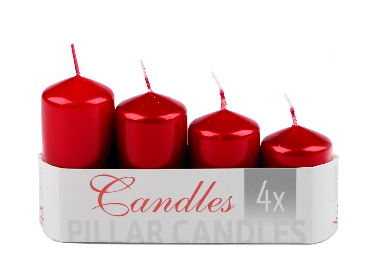Adventní svíčky sestupné 4 cm - červená perleť 