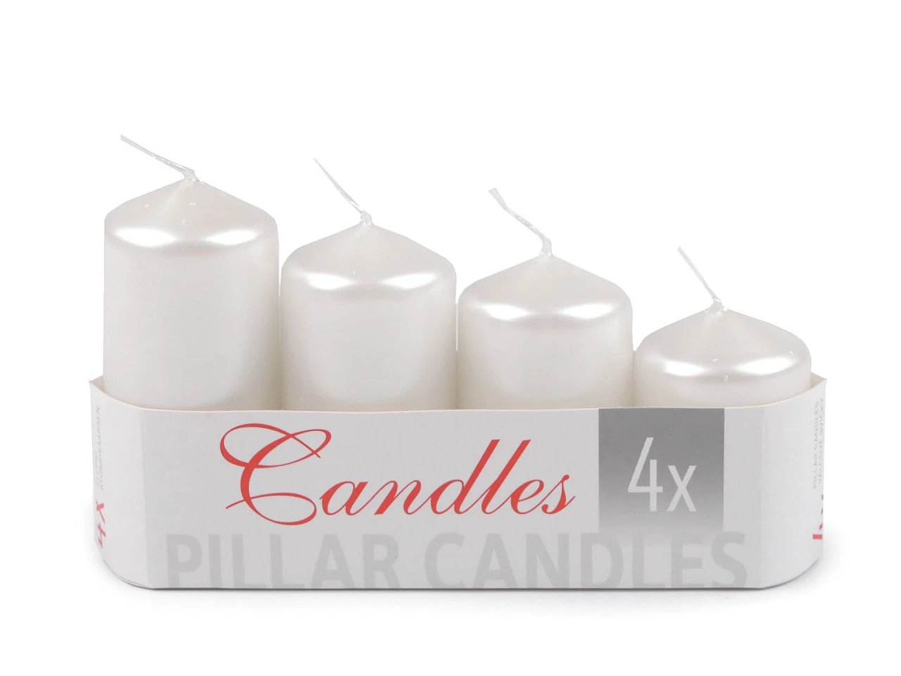 Adventní svíčky sestupné 4 cm - bílá perleť 